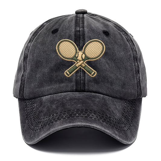 Embroidered patch design - TENNIS RACKET CROSSED - tennis rackets with ball in white - Classic Cap - Graphite