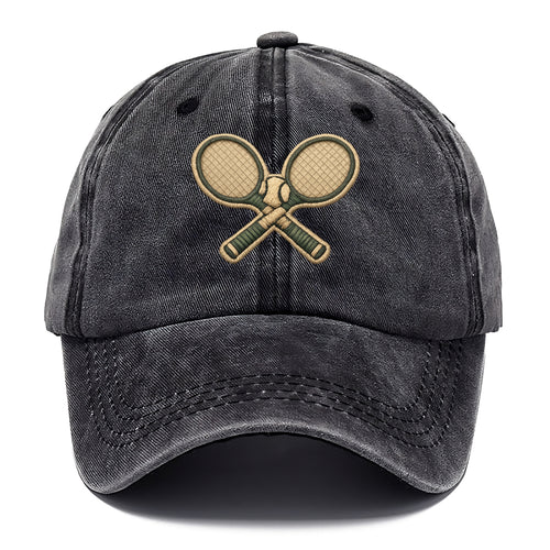 TENNIS RACKET CROSSED - tennis rackets with ball in white - Classic Cap