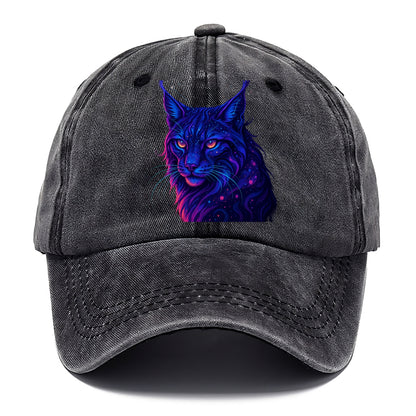 Stealthy lynx with ear tufts forming constellation patterns, nebula spots across the - Classic Cap - Graphite