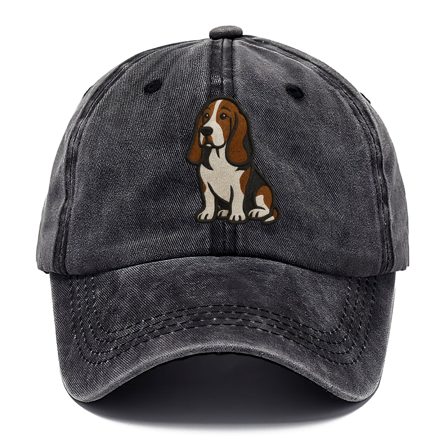 Basset Hound - Tri-color embroidered sit Classic Cap - Graphite