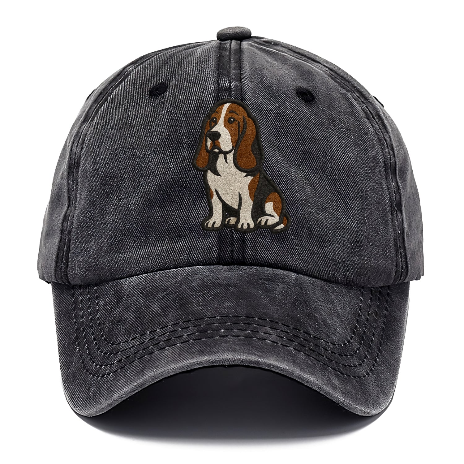 Basset Hound - Tri-color embroidered sit Classic Cap - Graphite