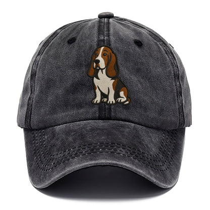 Basset Hound - Tri-color embroidered sit Classic Cap - Graphite