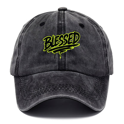 Bold typography design - "BLESSED" - recognizing good fortune, abundance - Classic Cap - Graphite