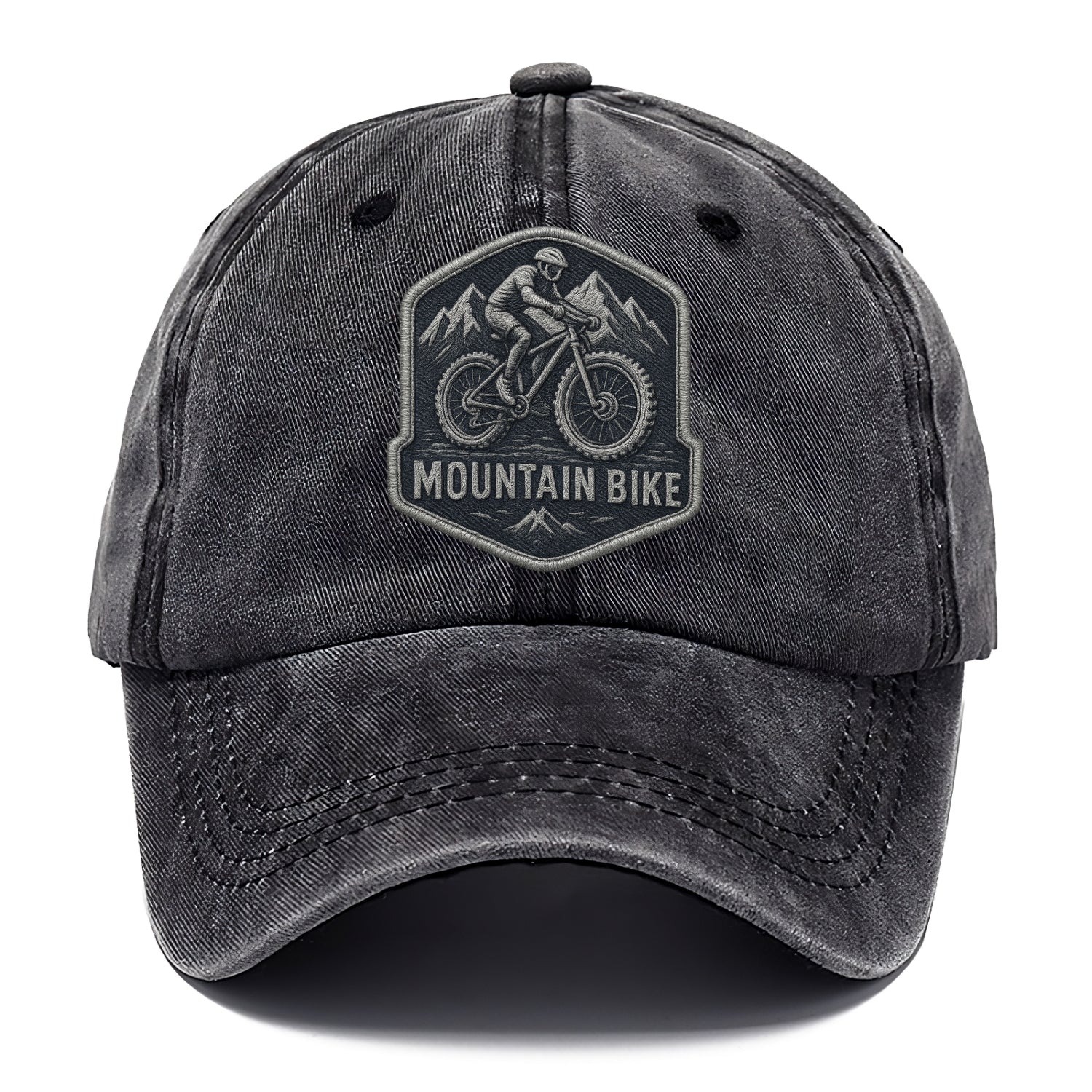 Mountain bike with rugged tires - cyclist badge - Classic Cap - Graphite