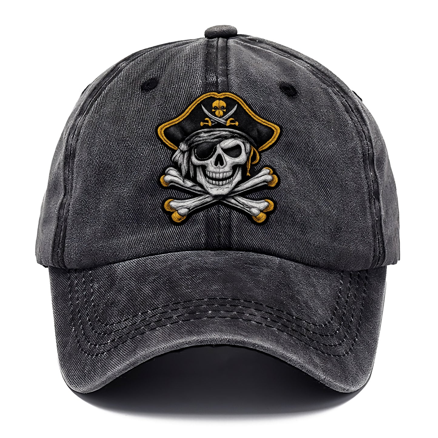 PIRATE SKULL - Jolly Roger skull in black and white , pirate - Classic Cap - Graphite
