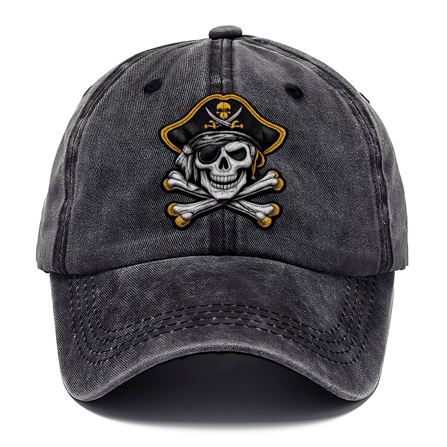PIRATE SKULL - Jolly Roger skull in black and white , pirate - Classic Cap - Graphite