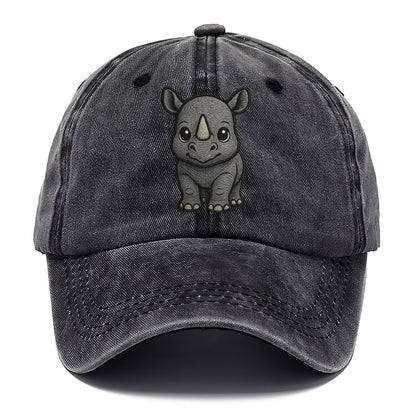Baby Rhino - gray armor skin, tiny horn nub, round eyes, front-facing, tank baby - Classic Cap - Graphite