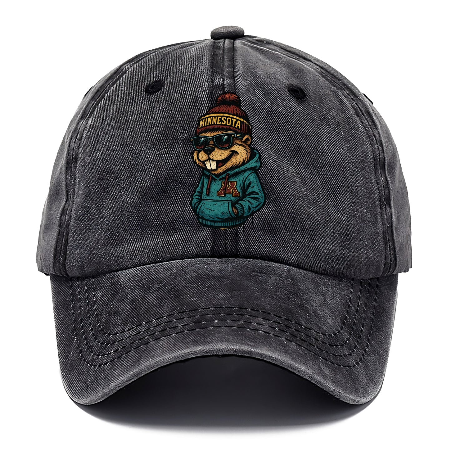 Minneapolis Gopher wearing Minnesota beanie with M patch - Classic Cap - Graphite