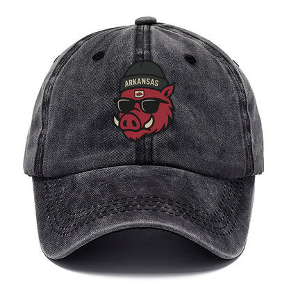Fayetteville Razorback wearing Arkansas beanie with hog patch - Classic Cap - Graphite