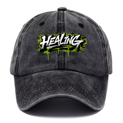 Bold typography design - "HEALING" - in recovery, getting better - Classic Cap - Graphite