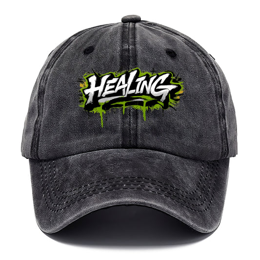 Bold typography design - "HEALING" - in recovery, getting better - Classic Cap - Graphite