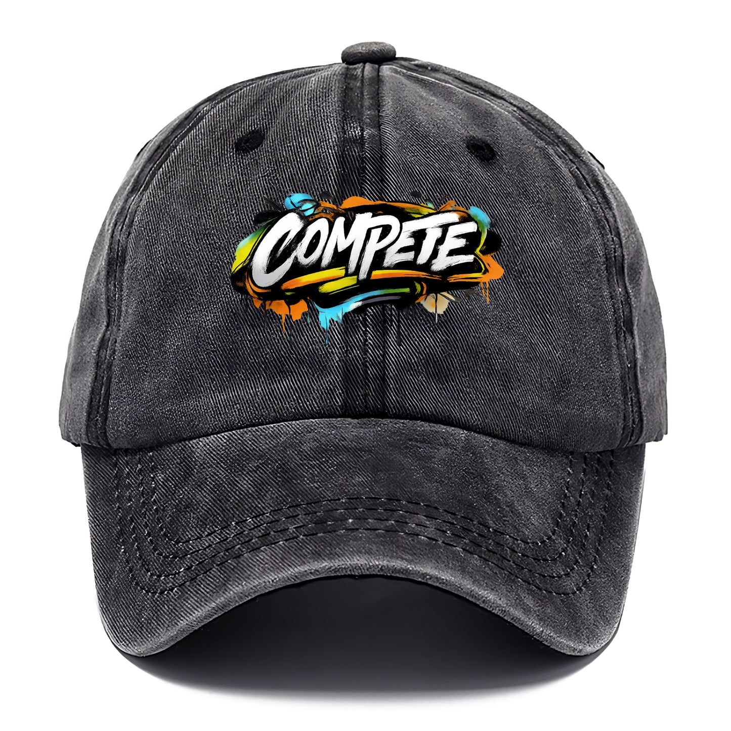 Bold typography design - "COMPETE" - competitive spirit, love the game - Classic Cap - Graphite