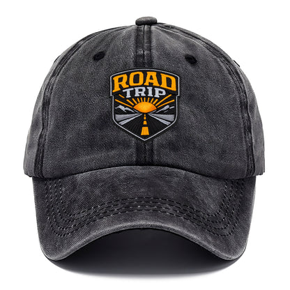 ROAD TRIP - highway and sun in orange and gray , open road - Classic Cap - Graphite