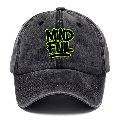 Bold typography design - "MINDFUL" - present awareness, conscious living - Classic Cap - Graphite