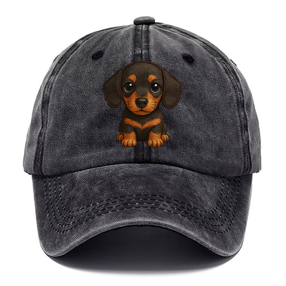 Baby Dachshund Puppy - long body, short legs, floppy ears, curious eyes, - Classic Cap - Graphite