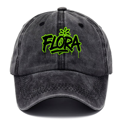 Bold typography design - "FLORA" - plant life, blooming - Classic Cap - Graphite