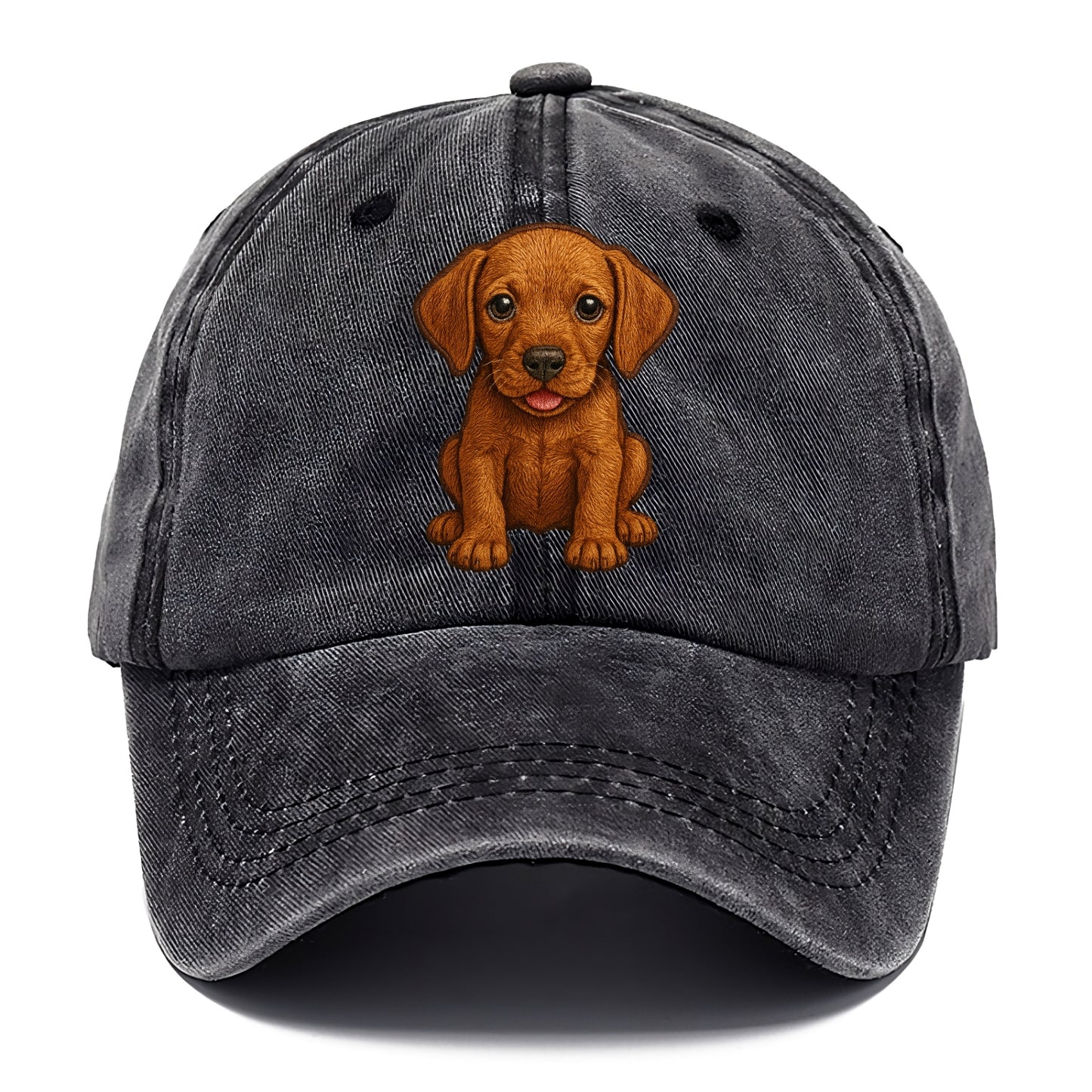 Baby Vizsla Puppy - golden rust coat, soulful eyes, athletic build, front-facing, - Classic Cap - Graphite