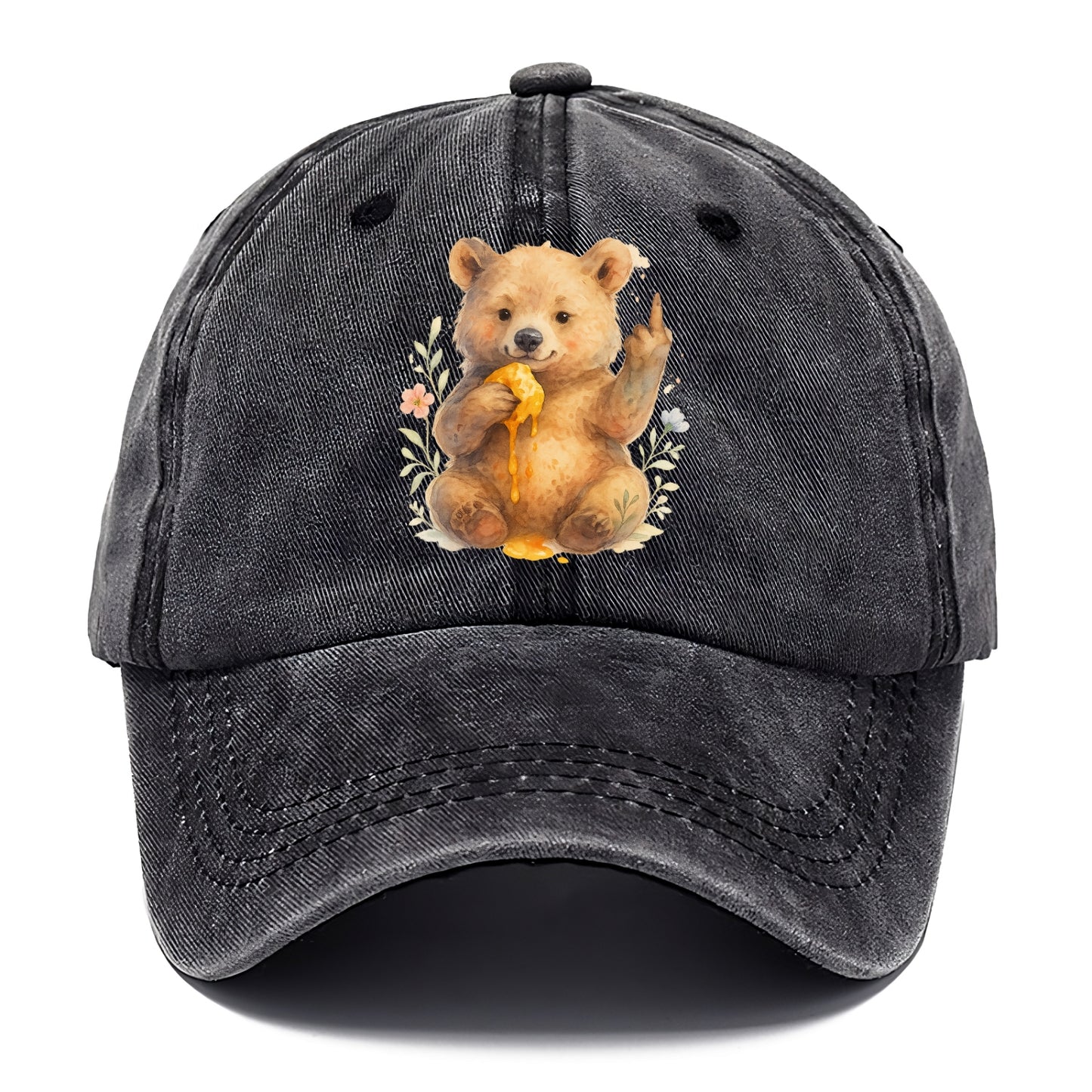 chubby bear cub eating dripping honey, sticky paw up with middle finger - Classic Cap - Graphite