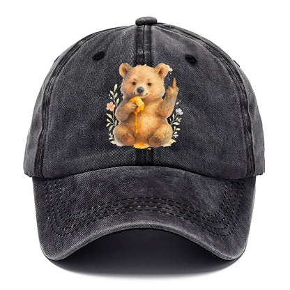 chubby bear cub eating dripping honey, sticky paw up with middle finger - Classic Cap - Graphite
