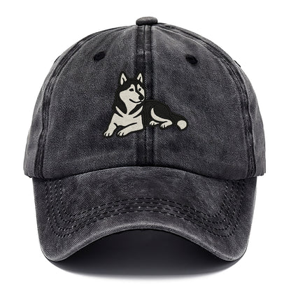 Siberian Husky - Black and white relaxed Classic Cap - Graphite