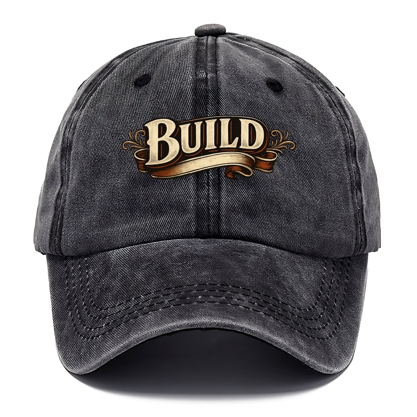 Bold typography design - "BUILD" - constructing, making real - Classic Cap - Graphite