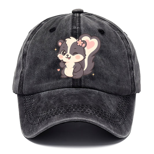fluffy skunk with heart-shaped tail pattern, one paw up showing sass - Classic Cap - Graphite