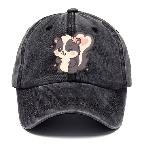 fluffy skunk with heart-shaped tail pattern, one paw up showing sass - Classic Cap