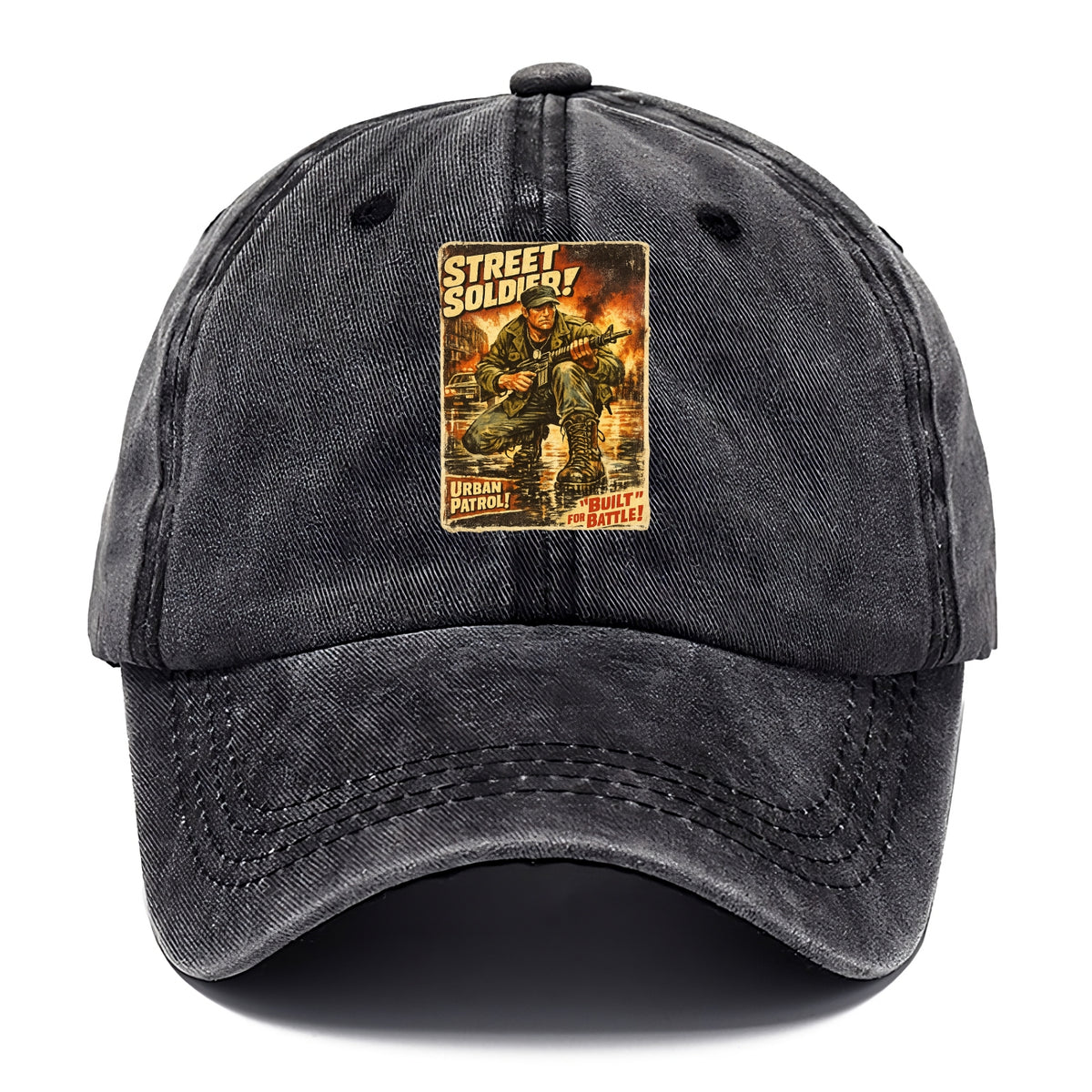 COMBAT READY | Military boots on wet pavement | Street soldier | Urban patrol | Ready - Classic Cap - Graphite