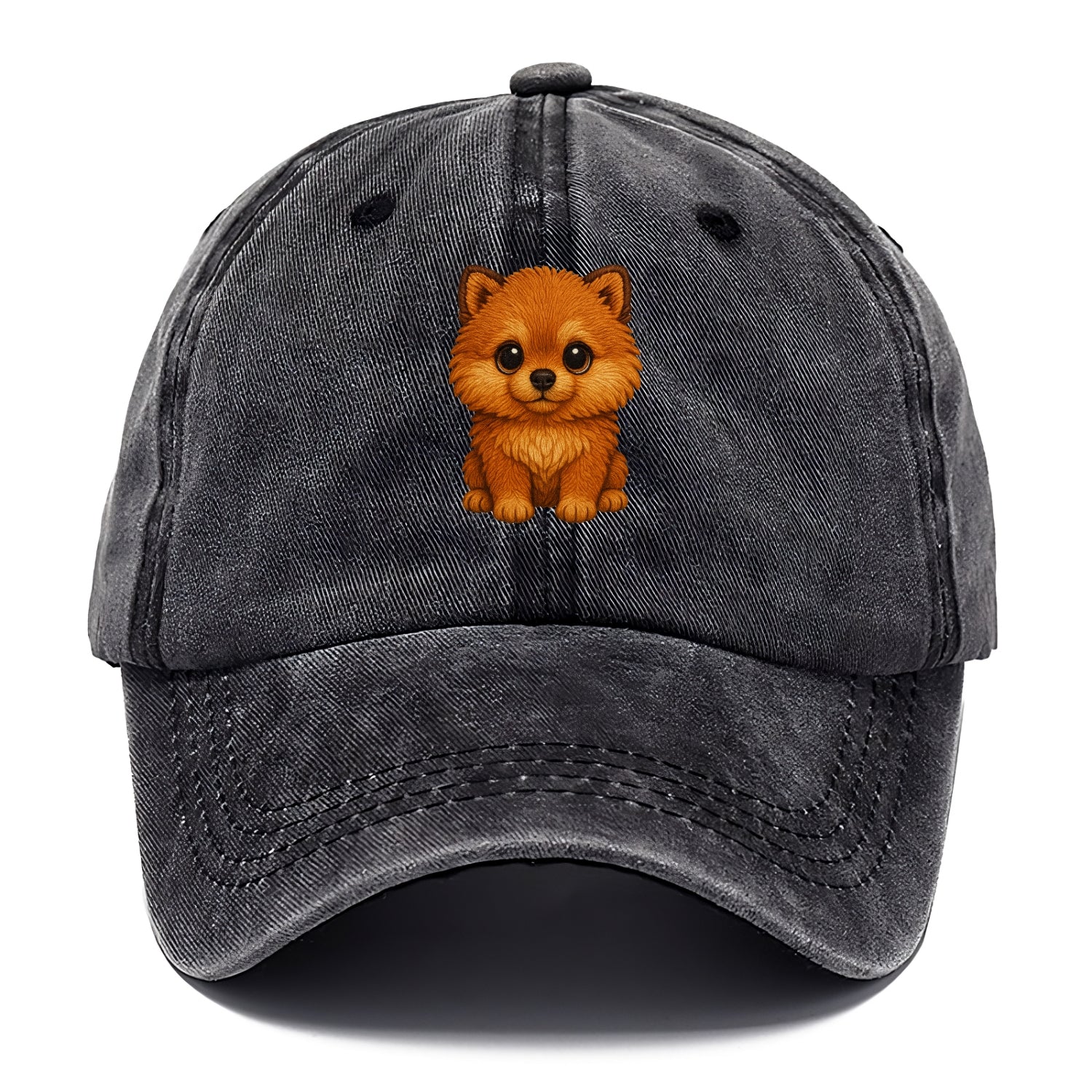 Baby Pomeranian Puppy - fluffy orange ball, fox face, tiny body, bright eyes, - Classic Cap - Graphite
