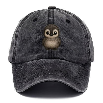Baby Penguin Chick - gray fluffy, white face, round body, front-facing, tuxedo baby - Classic Cap - Graphite