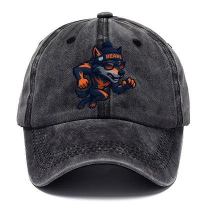 Chicago Wolf wearing Bears beanie with Lake Michigan patch and wayfarer sunglasses - Classic Cap - Graphite