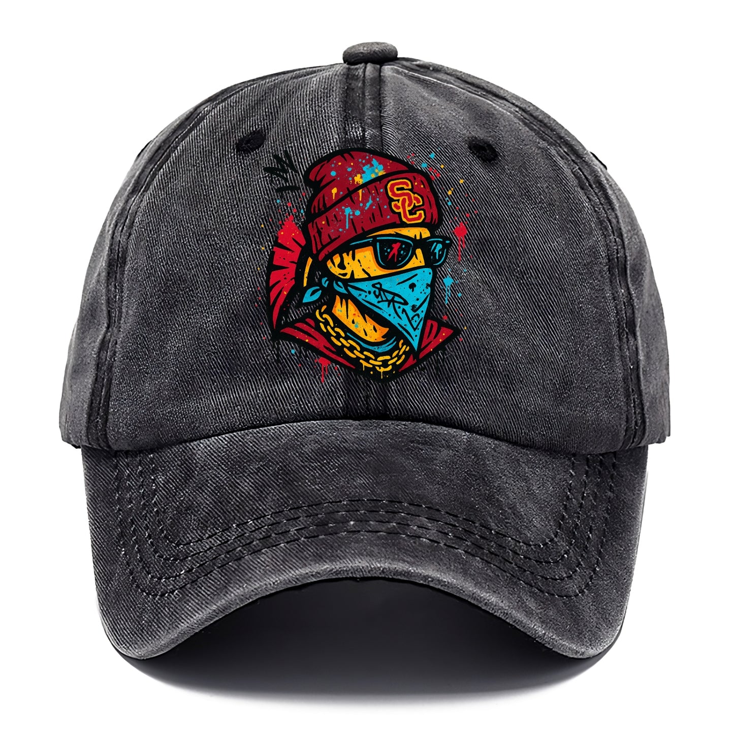 Los Angeles Trojan wearing USC beanie with SC patch - Classic Cap - Graphite