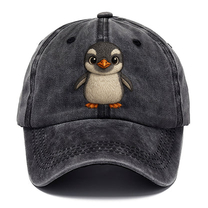 Baby Gentoo Penguin - orange beak, white cap, bright eyes, front-facing, energetic - Classic Cap - Graphite