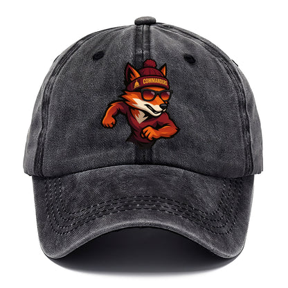 Washington Fox wearing Commanders beanie with Capitol patch and wayfarer sunglasses - Classic Cap - Graphite