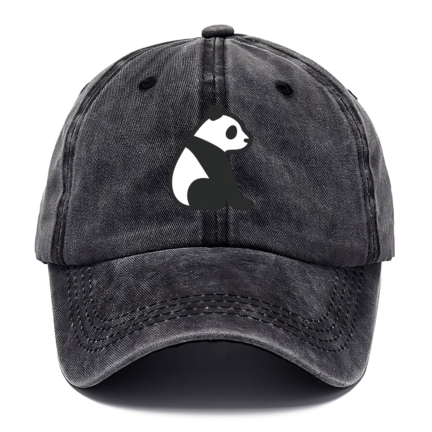Panda - Black and white sitting pose flat side profile - Classic Cap - Graphite