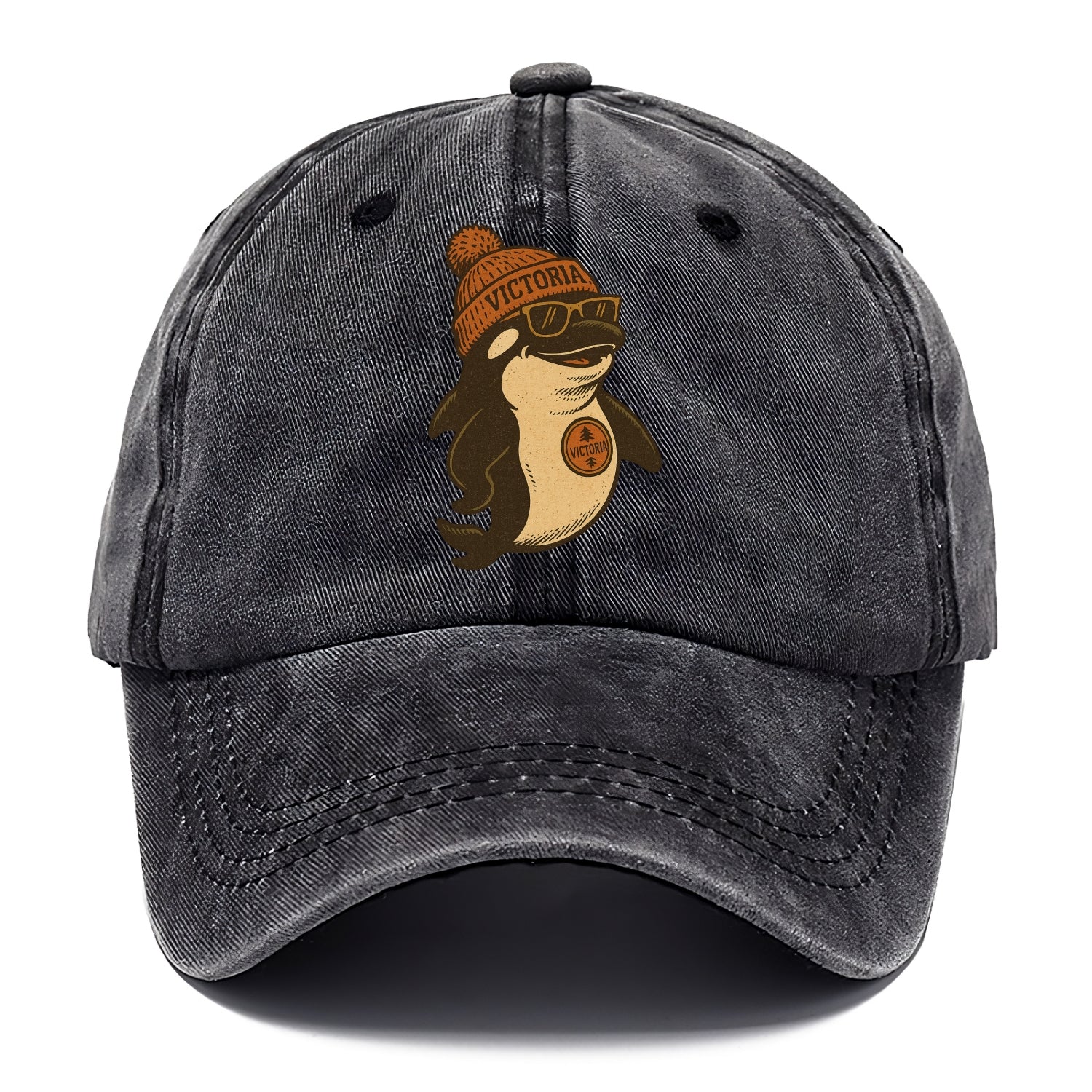 Victoria Orca wearing Victoria beanie with pom pom and wayfarer sunglasses - Classic Cap - Graphite