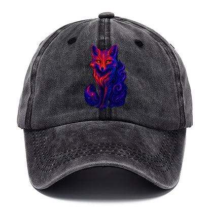 Clever fox with tail dissolving into cosmic nebula swirls, orange to purple gradient - Classic Cap - Graphite