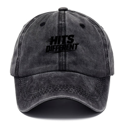 Bold typography design - "HITS DIFFERENT" - uniquely special, stands out - Classic Cap - Graphite