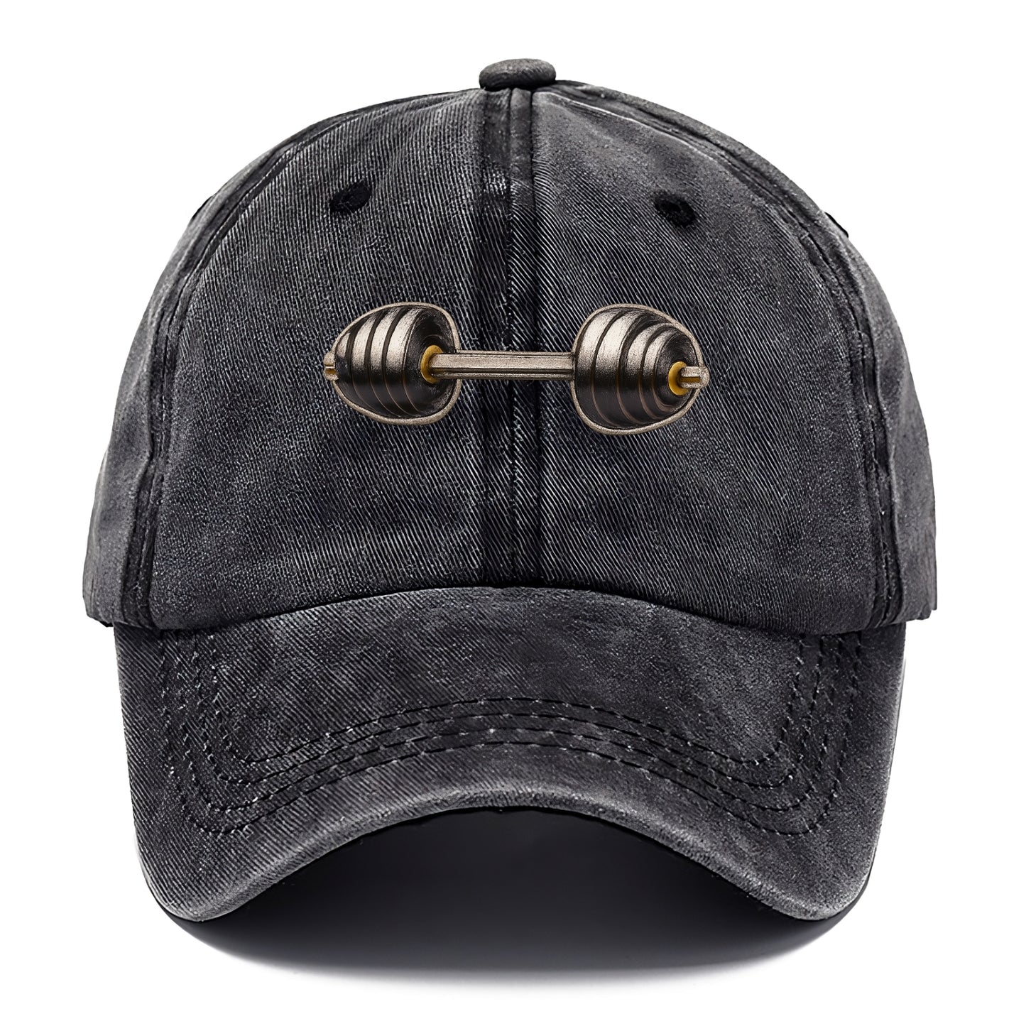 Embroidered patch design - WEIGHTLIFTING BARBELL - heavy barbell with plates in - Classic Cap - Graphite
