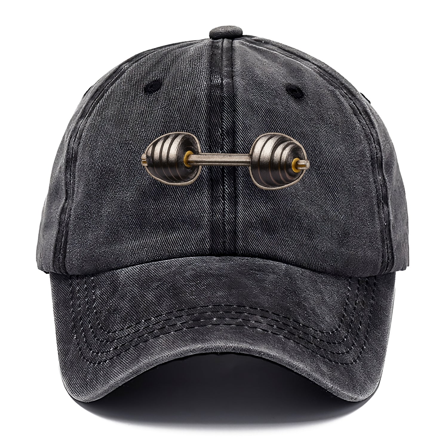 Embroidered patch design - WEIGHTLIFTING BARBELL - heavy barbell with plates in - Classic Cap - Graphite