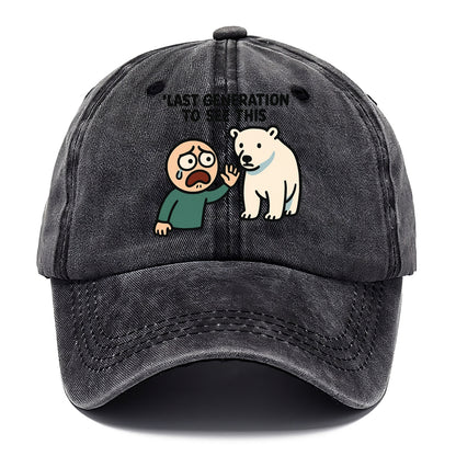 Person waving goodbye to polar bear - "Last generation to see this" - extinction grief - Classic Cap - Graphite
