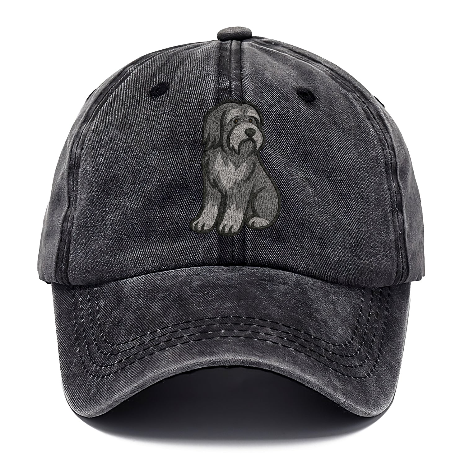 Bearded Collie - Gray shaggy coat embroidered pose - Classic Cap - Graphite