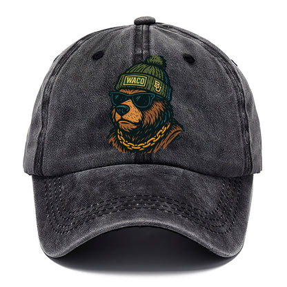 Waco Bear wearing Baylor beanie with BU patch - Classic Cap - Graphite
