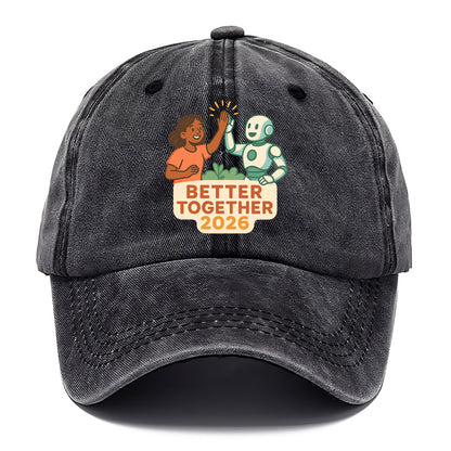 Human and AI robot high-fiving as collaborative partners - "Better Together 2026" - - Classic Cap - Graphite