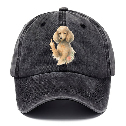 Standard Poodle with curly styled coat, intelligent face, fancy paw giving finger - Classic Cap - Graphite