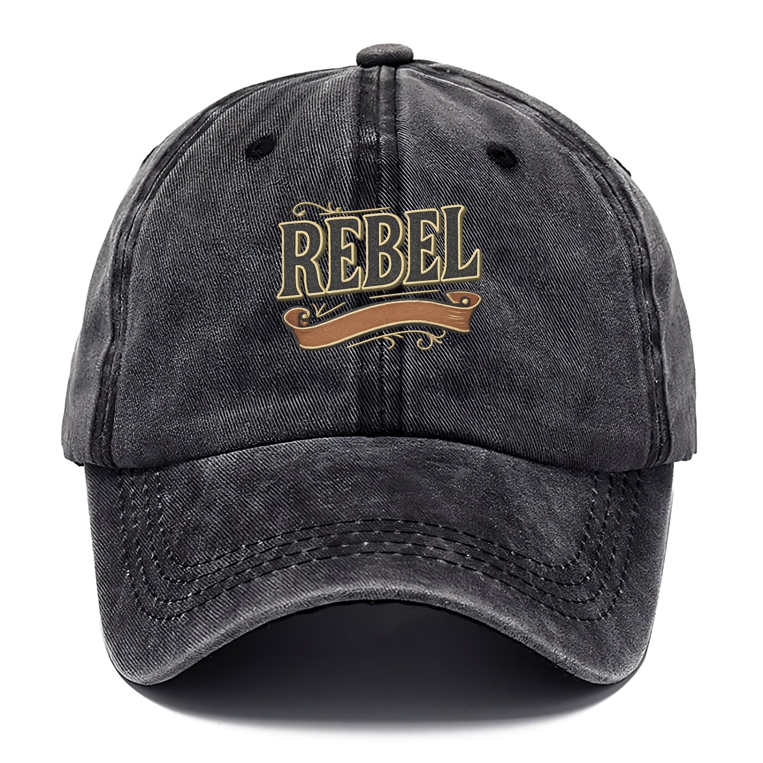 Bold typography design - "REBEL" - nonconformist, rule breaker, independent thinker - Classic Cap - Graphite