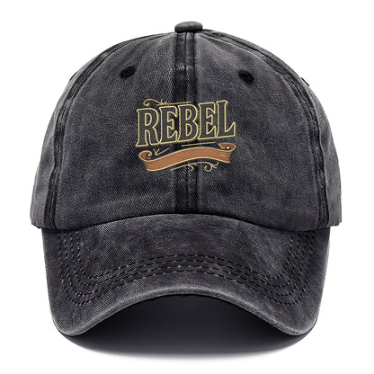 Bold typography design - "REBEL" - nonconformist, rule breaker, independent thinker - Classic Cap - Graphite