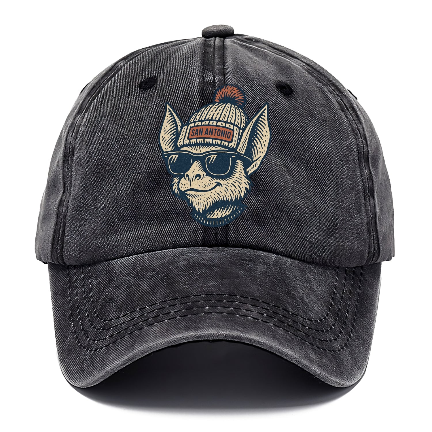San Antonio Bat wearing San Antonio beanie with pom pom and wayfarer sunglasses - Classic Cap - Graphite