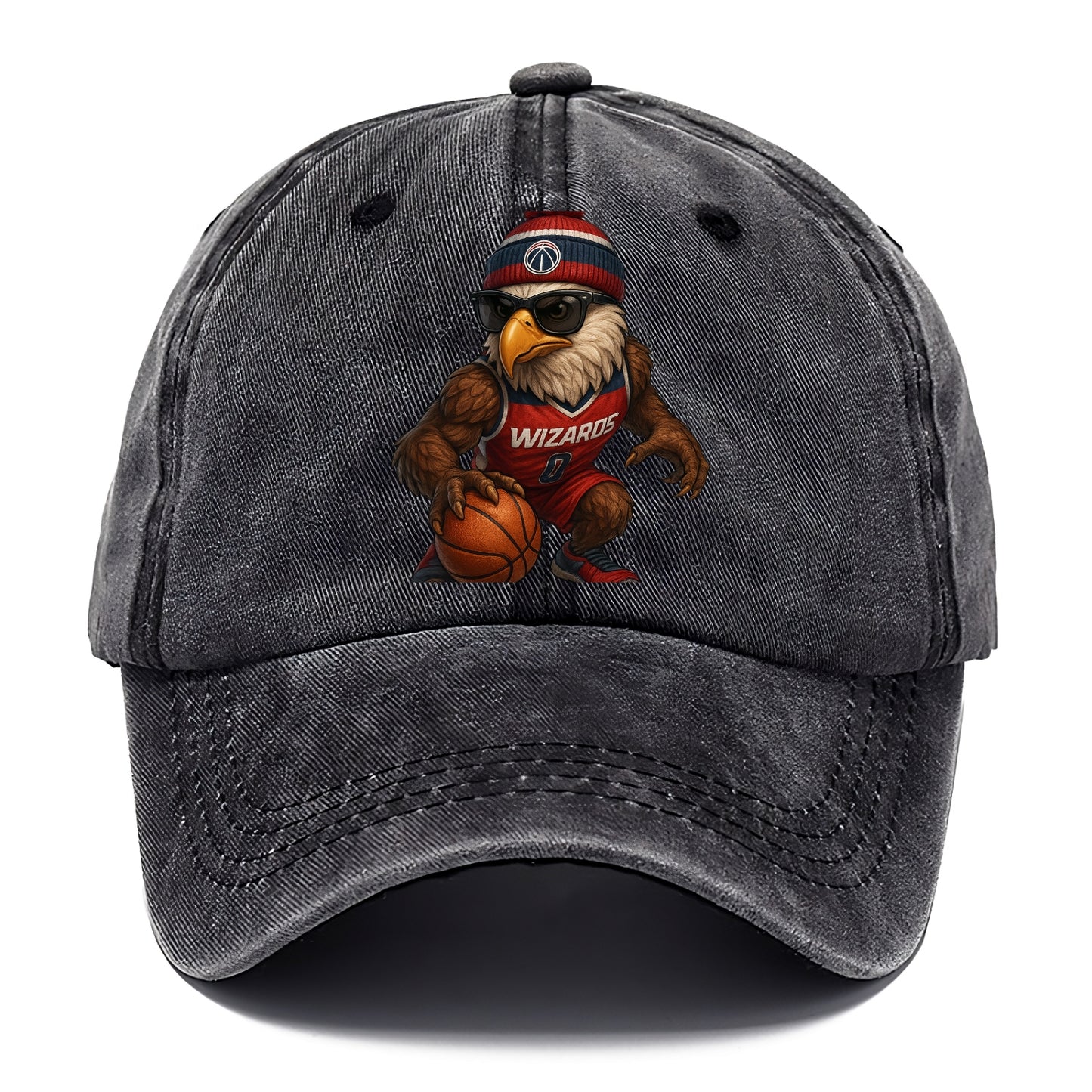DC Eagle wearing Wizards red white and blue beanie with monument patch and wayfarer - Classic Cap - Graphite