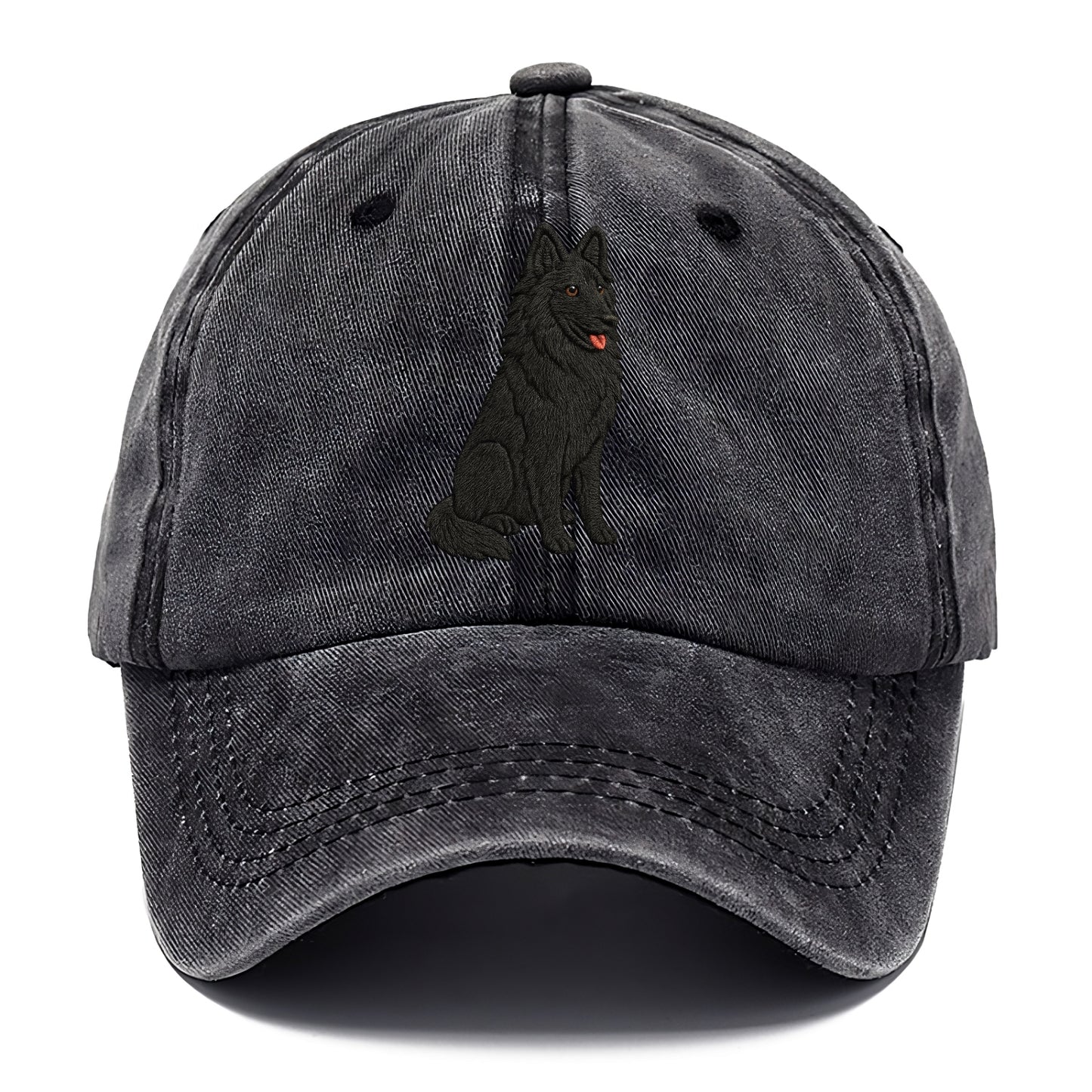 Belgian Sheepdog - Black long-haired embroidered pose - Classic Cap - Graphite